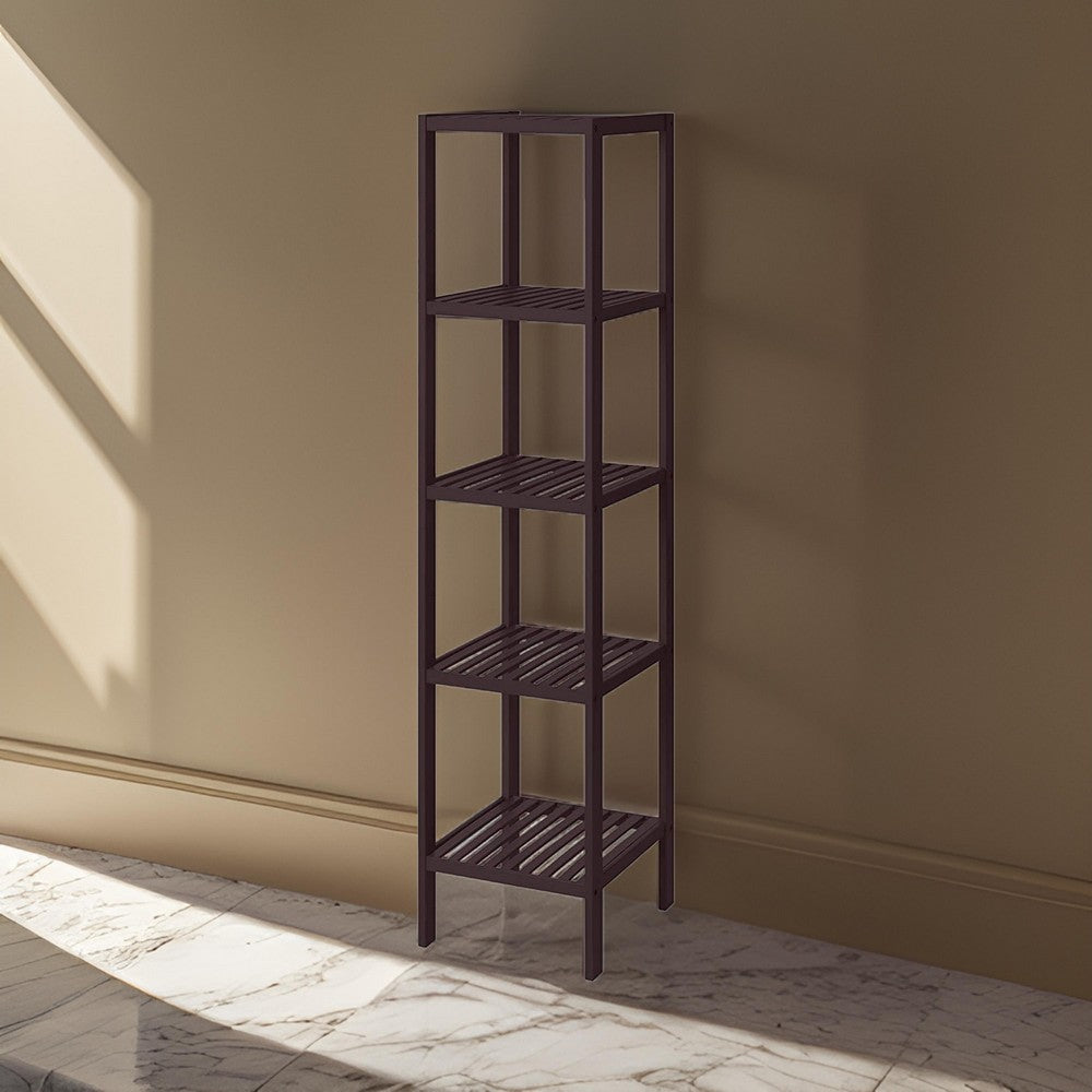 Storage Rack Shelves | 57" | 5 Tier | Bamboo | Dark Brown