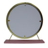 Rose Round Vanity Mirror with Stool Faux Fur Seat Brass. Pink