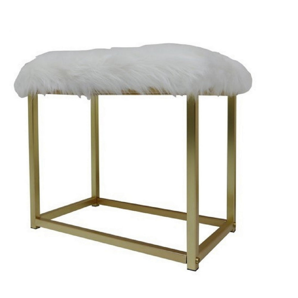 Rose Round Vanity Mirror with Stool Faux Fur Seat Brass. Pink