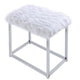 Rose Round Vanity Mirror with Stool Faux Fur Seat Gray White