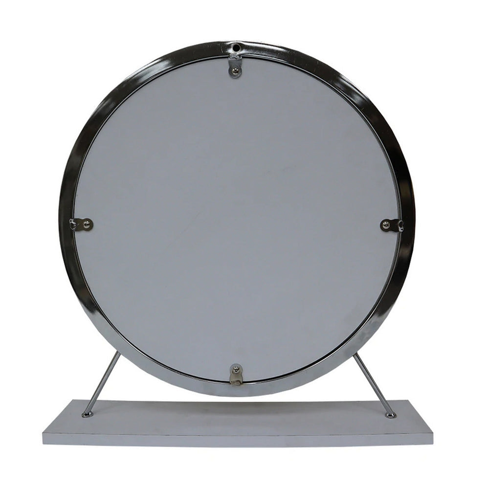 Rose Round Vanity Mirror with Stool Faux Fur Seat Gray White