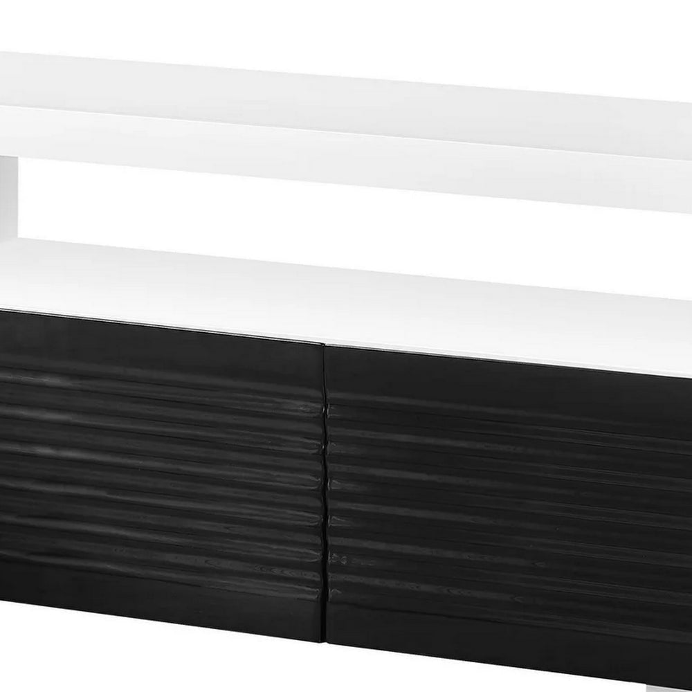 Ida 75 Inch TV Entertainment Center Console 2 Drawers High Gloss White BM279004