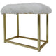 Rose Round Vanity Mirror with Stool Faux Fur Seat Brass White