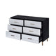 Emily 47 Inch Wood Side Dresser with 6 Drawers Metal Bar Handles Black BM279011