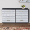 Emily 47 Inch Wood Side Dresser with 6 Drawers, Metal Bar Handles, Black