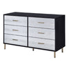 Emily 47 Inch Wood Side Dresser with 6 Drawers, Metal Bar Handles, Black