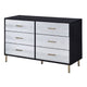Emily 47 Inch Wood Side Dresser with 6 Drawers, Metal Bar Handles, Black