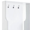 76 Inch Coat Hanger Shoe Storage With Bench Cabinet Mirror White BM279012