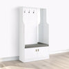 76 Inch Coat Hanger, Shoe Storage With Bench, Cabinet, Mirror, White