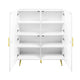 Bet 46 Inch Wood Console Cabinet Adjustable Shelf Wave Pattern White