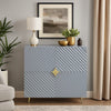 Bet 46 Inch Wood Console Cabinet, Adjustable Shelf, Wave Pattern, Gray