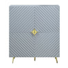 Bet 46 Inch Wood Console Cabinet, Adjustable Shelf, Wave Pattern, Gray
