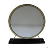 Rose Round Vanity Mirror with Stool Faux Fur Seat Brass Black