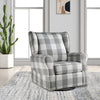 Accent Swivel Chair | Glider | Checkered Fabric | Light Gray