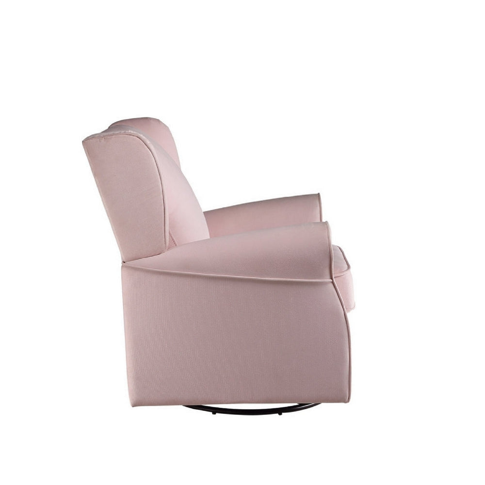 35 Inch Accent Swivel Chair Glider Nailhead Trim Light Pink BM279087