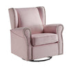 35 Inch Accent Swivel Chair, Glider, Nailhead Trim, Light Pink