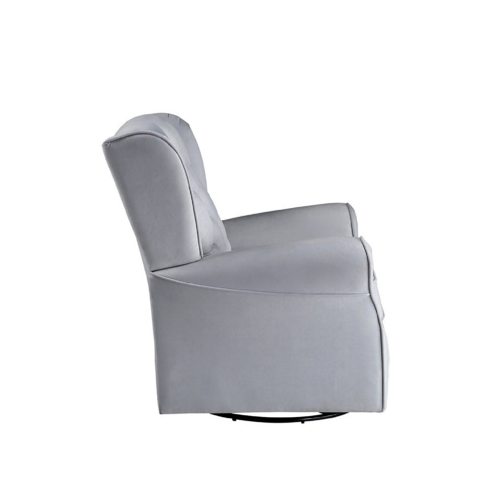 35 Inch Accent Swivel Chair Glider Tufted Back Gray By Casagear Home BM279090