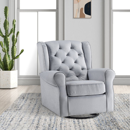 Accent Swivel Chair | Glider | Tufted Back | Gray