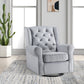 35 Inch Accent Swivel Chair, Glider, Tufted Back, Gray By Casagear Home
