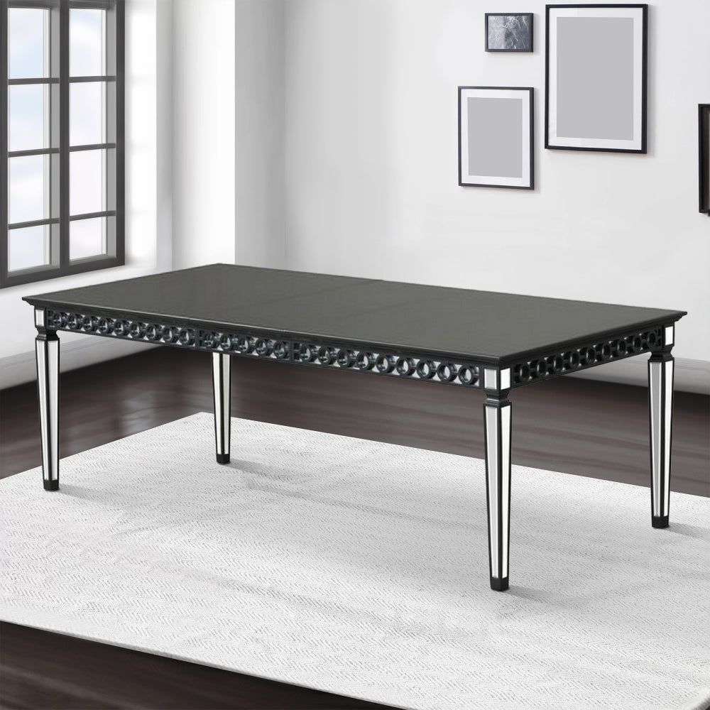 Luna Dining Table | 72-90" Extendable | Mirrored Legs | Black, White