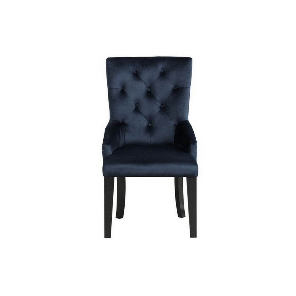 Luna 41 Inch Modern Accent Chair Tight Back Button Tufted Velvet Blue BM279097