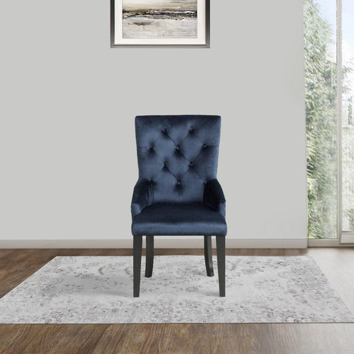Luna 41 Inch Modern Accent Chair, Tight Back, Button Tufted, Velvet, Blue