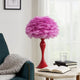 Lily Table Lamp | 24" | Feather Shade | Candlestick | Pink, Red
