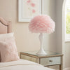 Lily Table Lamp | 24" | Feather Shade | Candlestick | Pink, White