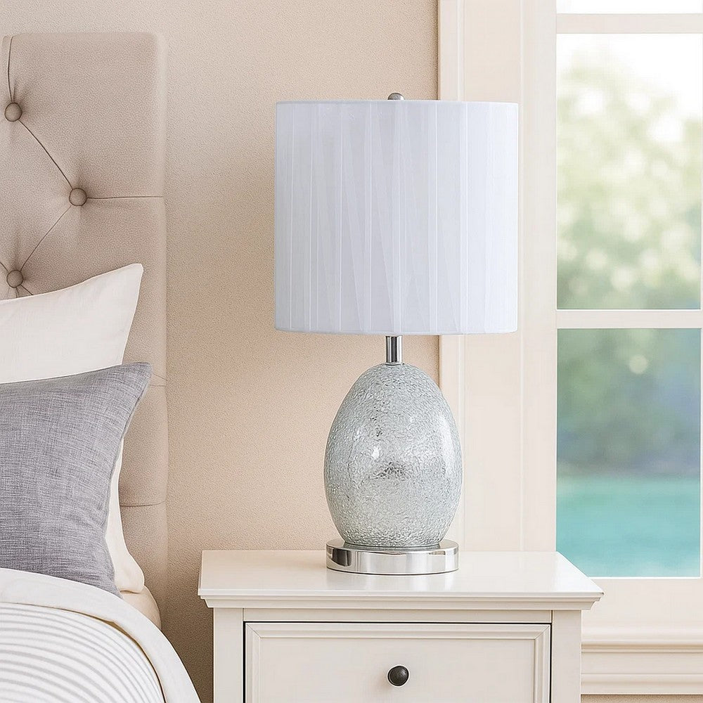 Glass Table Lamp | 20" | Egg Shape | LED | Silver