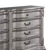 68 Inch 8 Drawer Wood Dresser Carved Embellishments Antique Silver BM279138