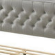 Elegant Queen Size Bed LED Trim Button Tufted Headboard White BM279141