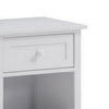 Mio 24 Inch Single Drawer Nightstand, Solid Wood, Open Shelf, Glossy White - BM279145