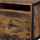 Nat 23 Inch Rustic Wood Nightstand 2 Drawers Brown and Black BM279151