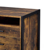 Nat 23 Inch Rustic Wood Nightstand 2 Drawers Brown and Black BM279151
