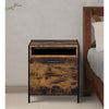 Nat 23 Inch Rustic Wood Nightstand 2 Drawers Brown and Black BM279151