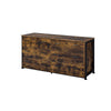Nat 59 Inch Rustic Wood Dresser, 6 Drawers, Brown and Black