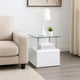 Accent End Table | 24" Square | Glass Top | Open Shelf | White