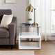 Accent End Table | 24" Square | Glass Top | Open Shelf | White