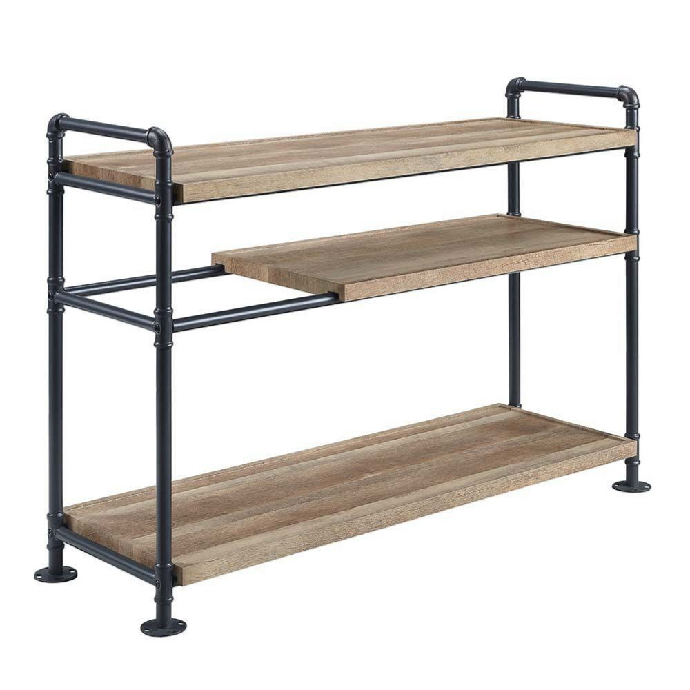 Ley 48 Inch 3 Tier Industrial Style Bookshelf Metal Brown Black BM279167
