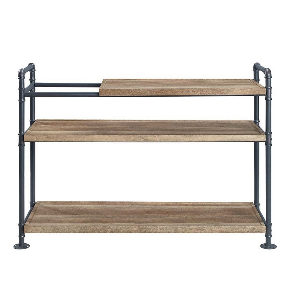 Ley 48 Inch 3 Tier Industrial Style Bookshelf Metal Brown Black BM279167