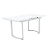 Tony 72 Inch Rectangular Wood Dining Table, Leaf Extension, Metal, White
