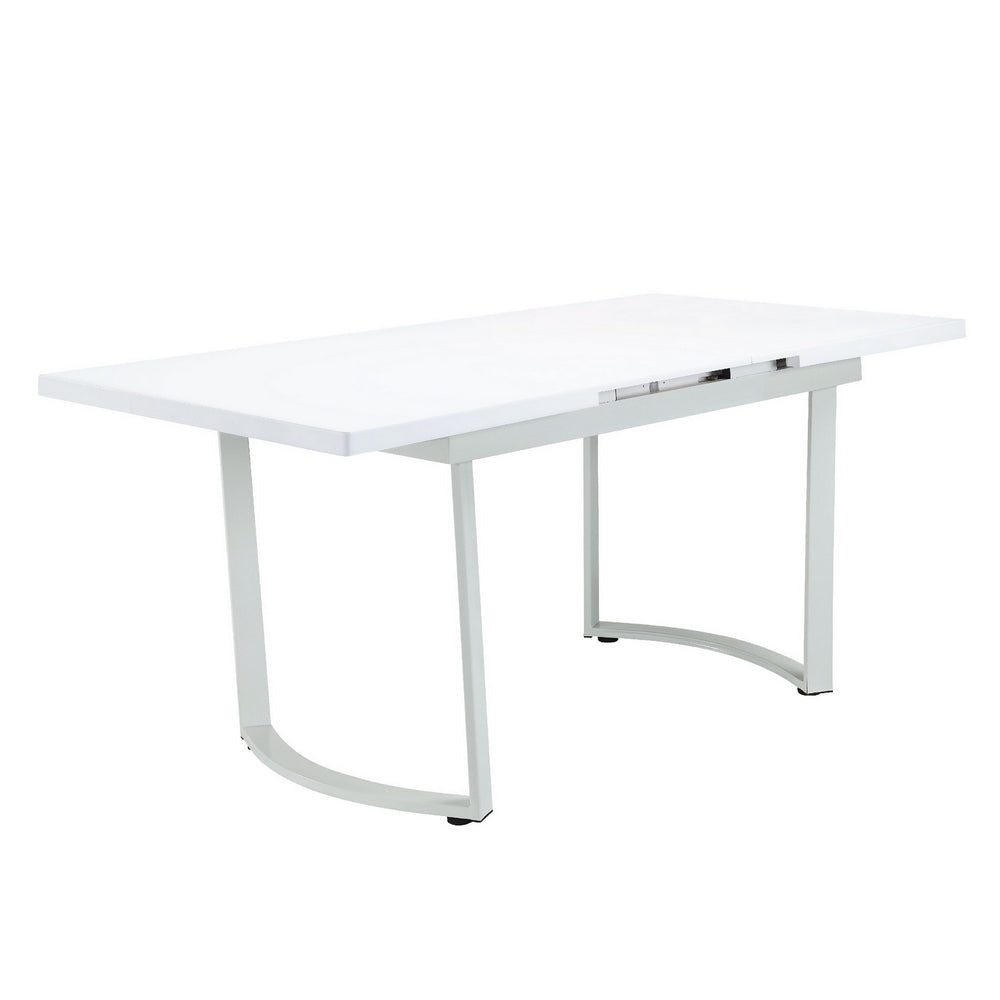 Tony 72 Inch Rectangular Wood Dining Table Leaf Extension Metal White BM279170