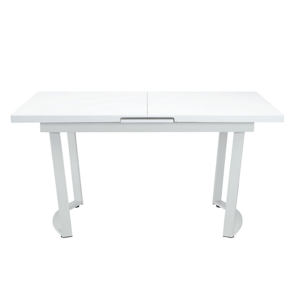 Tony 72 Inch Rectangular Wood Dining Table Leaf Extension Metal White BM279170