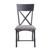 21 Inch Metal Dining Side Chair Fabric Seat X Back Set of 2 Gray BM279172