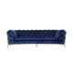 Reno Joni 97 Inch Modern Sofa Chesterfield Velour Fabric Blue Gold By Casagear Home BM279671