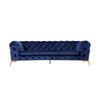 Reno Joni 97 Inch Modern Sofa Chesterfield Velour Fabric Blue Gold By Casagear Home BM279671