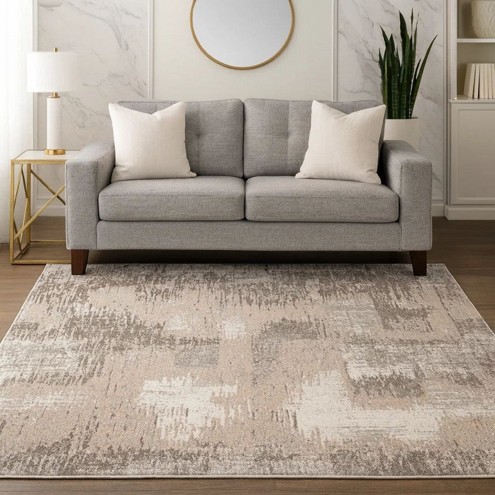 Wyn Area Rug | 7 x 5 | Abstract Pattern | Washable | Gray, Beige