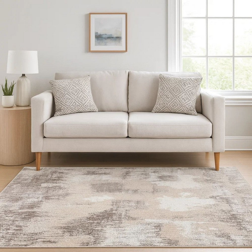 Wyn Area Rug | 7 x 5 | Abstract Pattern | Washable | Gray, Beige