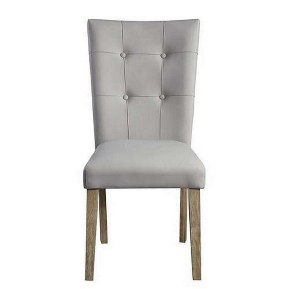 Lui 26 Inch Modern Side Chair Button Tufted Back Set of 2 White Oak BM279732