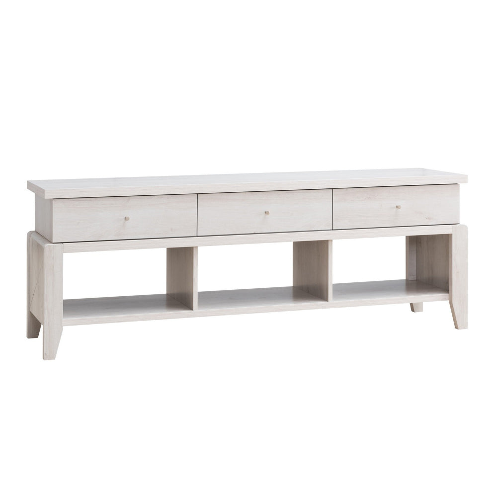 60 Inch Modern TV Media Entertainment Console 3 Drawers Wood White Oak By Casagear Home BM279749